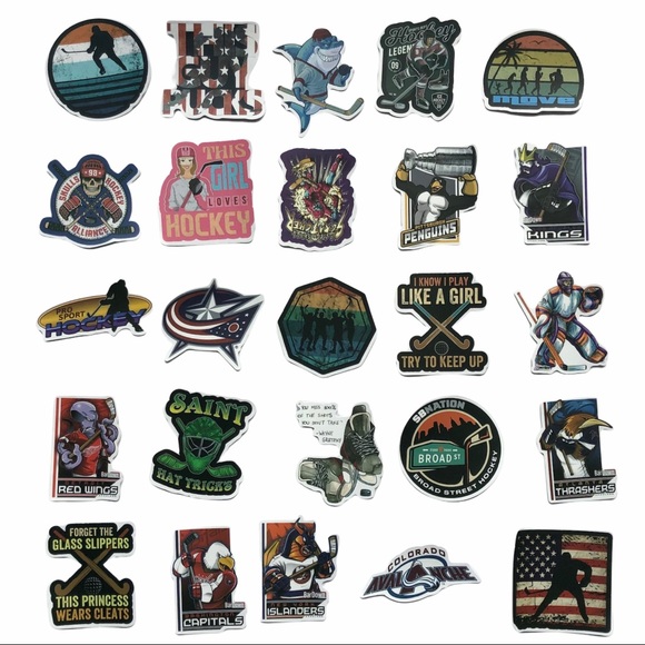 2/$10 HOCKEY 50 Stickers Ice Skate Stick Puck Goal NHL Hockey Lover Fan NEW - Picture 3 of 7